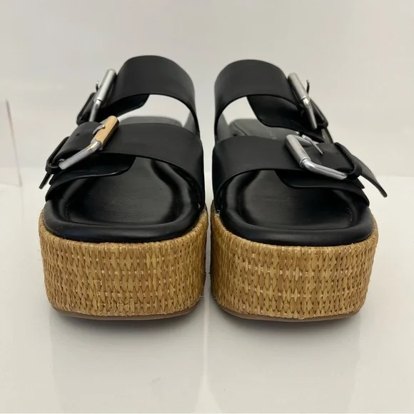 MARC FISHER Palery Platform Raffia Slide Sandal in Black NEW - Picture 7 of 13